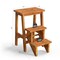 3-in-1 Rubber Wood Step Stool with Handle Anti-Slip Wide Pedals